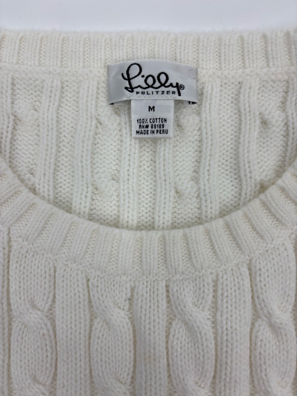 Lilly Pulitzer Sweater Vintage White Cable Knit - Picture 4 of 8